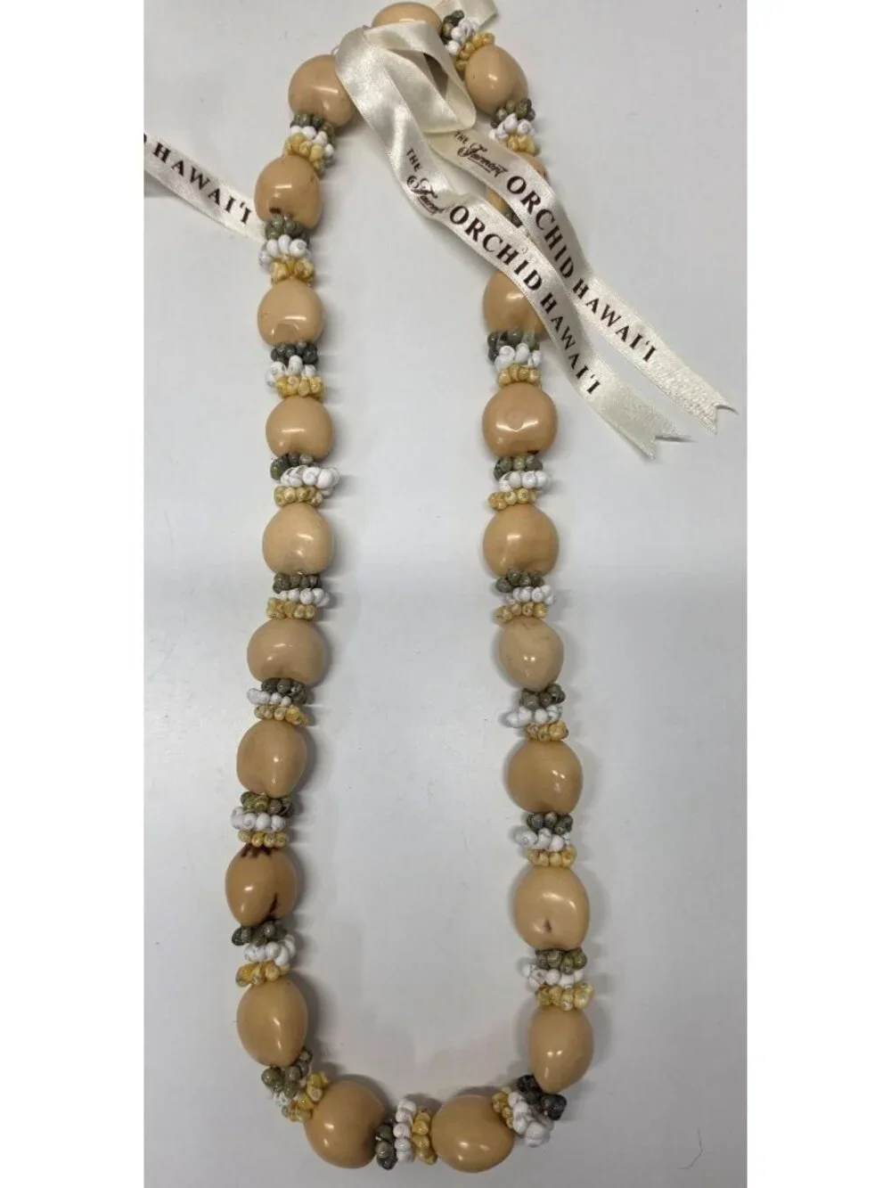 Fairmont Orchid Hawaii Hawaiian Lei Lot of 2 Kukui Nut Shell Beaded Necklaces